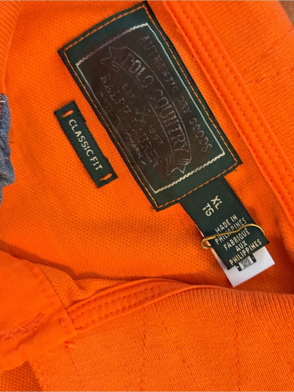 Polo Country by Ralph Lauren orange polo shirt with Blue & Green Accents - Picture 12 of 14